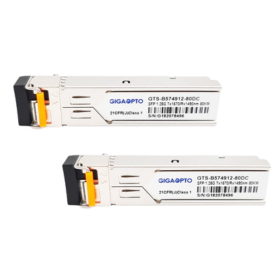 TX1570nm/πομποδέκτης 80km LC ινών RX1490nm Gigabit για SMF glc-bx80-δ