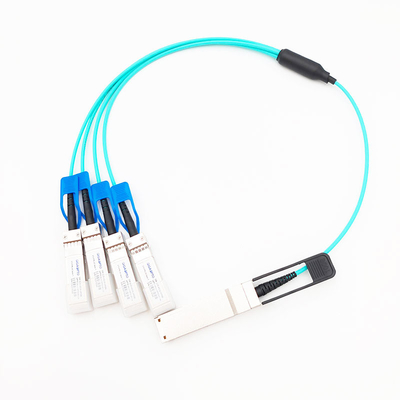 Παράλληλο ενεργό οπτικό καλώδιο 100G QSFP28 ξεμπλοκαρίσματος στον ανεμιστήρα έξω AOC 4x25G SFP28