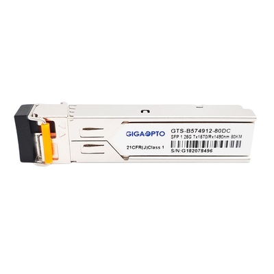 DOM πομποδεκτών TX1570nm RX1490nm 80km LC SMF 1000BASE BX 1.25G BiDi SFP