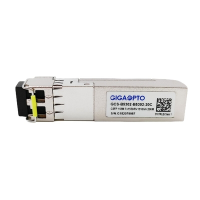 100Mbps συμπαγής διπλός αμφίδρομος οπτικός πομποδέκτης TX1550nm RX1310nm LC 20km DOM SFP