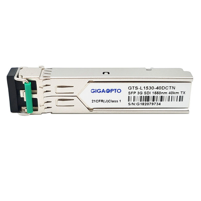Τηλεοπτικός SFP πομποδέκτης TX μόνο 1550nm 40km τηλεοπτική παθολογική ενότητα DDM μη MSA 3G SDI συσκευών αποστολής σημάτων σχεδίων ενιαία