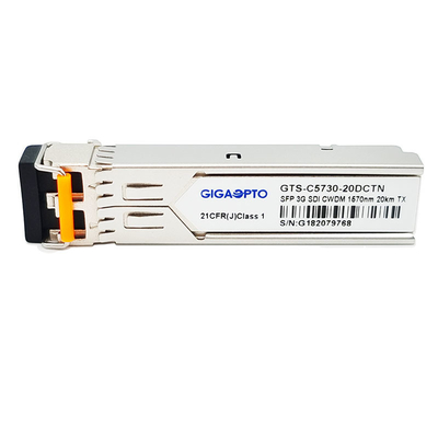 ενιαία συσκευή αποστολής σημάτων μη MSA 1270nm 1610nm 20km SMF LC DDM πομποδεκτών CWDM 3Gbps DVI τηλεοπτική SFP
